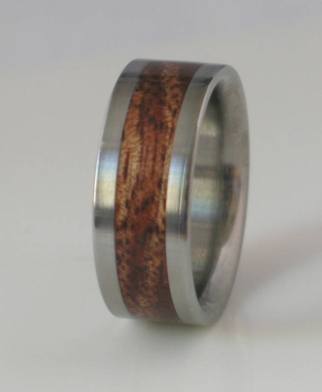 Custom Made Pure Tungsten Band inlaid with Koa Wood Unique Wedding Ring