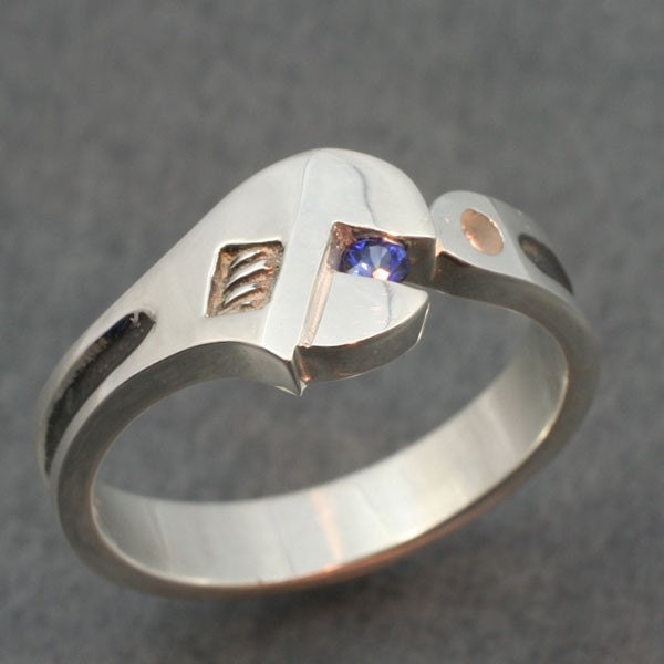 WRENCH WEDDING BAND with Genuine Sapphire A real wedding ring