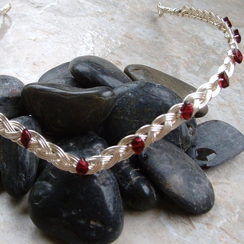 Celtic Wedding Tiara Arwen style in Silver and Garnet From PernCirclets