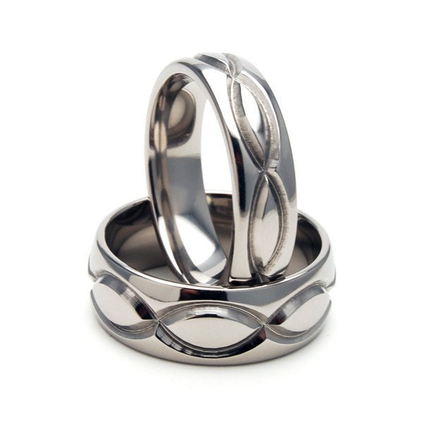 New Infinity His and Hers Set Titanium Wedding Rings Matching Set