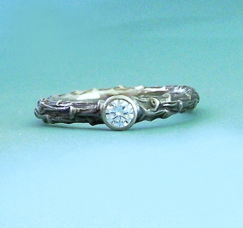 Pine Branch Engagement Ring Palladium 950 with Sapphire Custom Order
