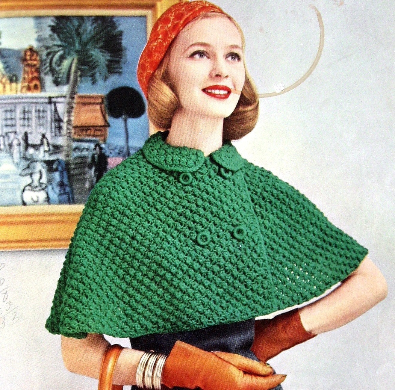Amazon.com: KNITTED CAPE STOLE - Vintage 1950&apos;s Knitting Pattern