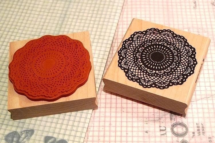 Doily Rubber Stamp Big Floral Lace Wooden Wedding Doily Stamp