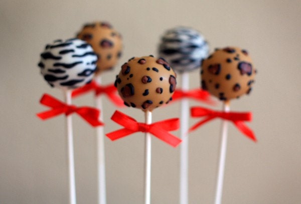 Wild Animal Print Cake Pops 1 Dozen Truffles Cheetah Zebra Print