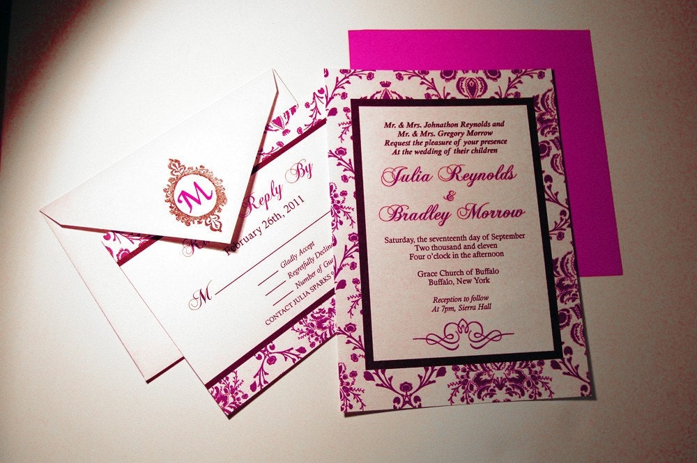 Wedding Invitation and RSVP Card in Amore design From DesignWithWings