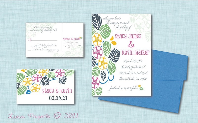 DIY Stacy Digital Wedding Invitation Suite 5x7 From LunaPaperie