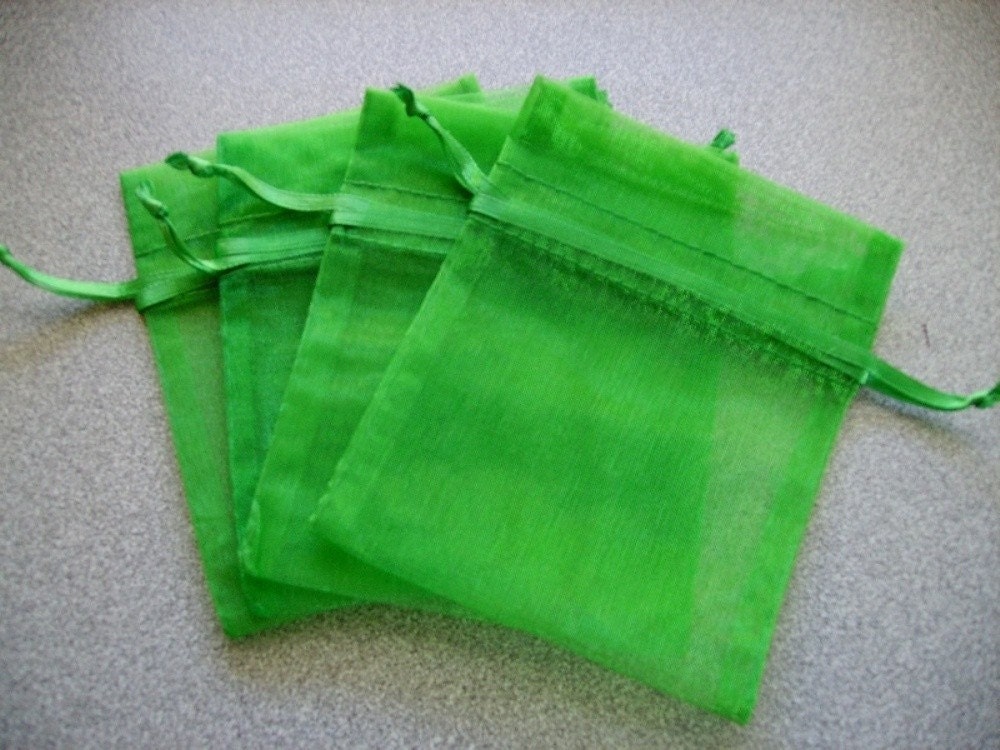 60 3 x 4 Emerald Green Organza Bags Great for wedding favors sachets 