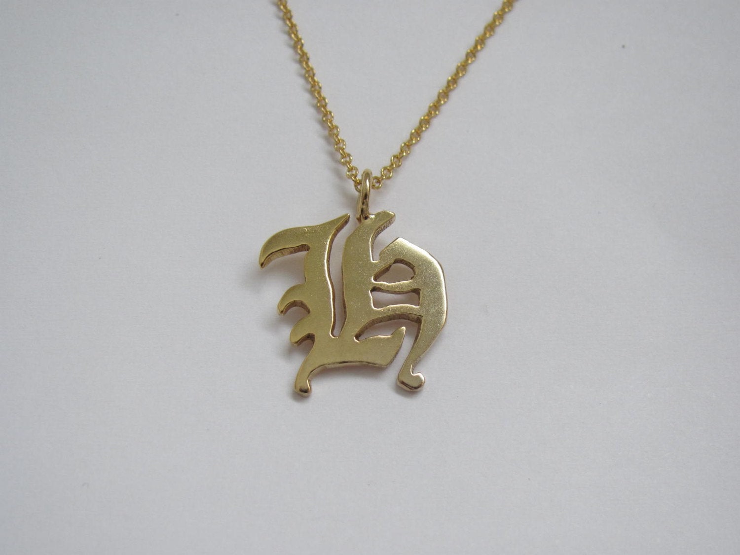 Gold Plated Sterling Silver Old English Initial Necklace From christienano