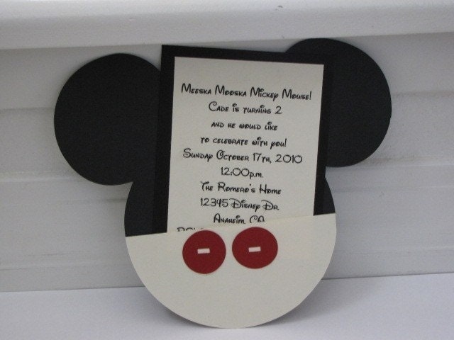 Vintage Mickey Mouse Invitation for Birthday Baby shower Wedding Anniversary