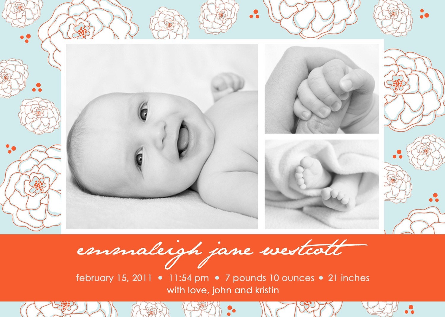 Custom Printable Photo Baby Girl Birth Announcementby KM Thomas Designs