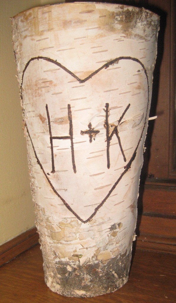 Personalized Birch Bark Vase Wedding Centerpiece Home Decor