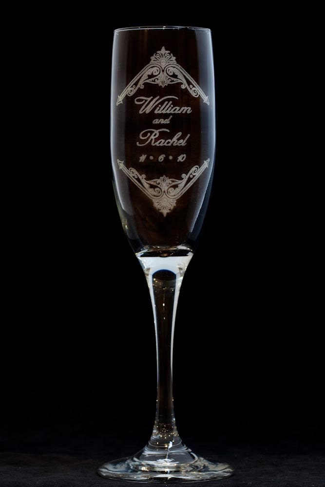 Wedding Toasting Champagne Flutes Vintage III SET of 2 Personalized