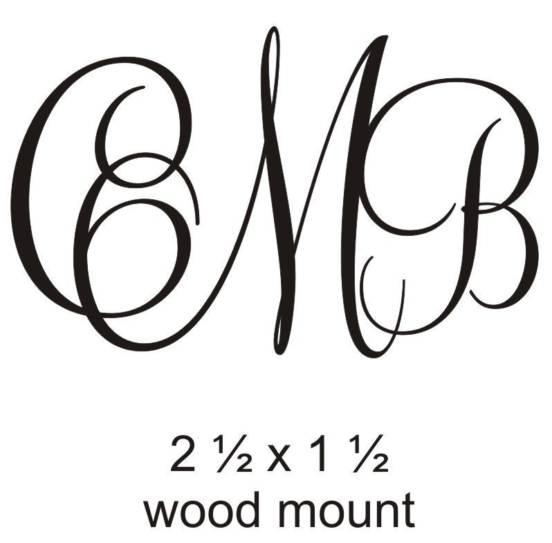 3 letter custom monogram rubber stamp great for wedding invitations and 