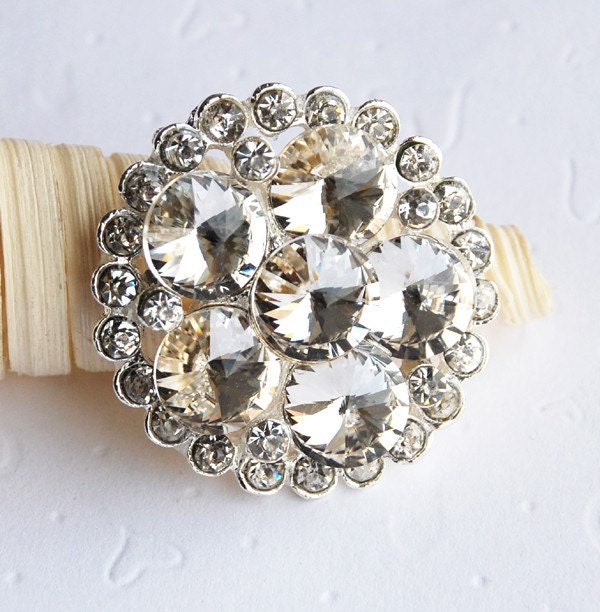 Rhinestone Brooch Component 16 Crystal Flower for Bridal Hair Comb Shoe 