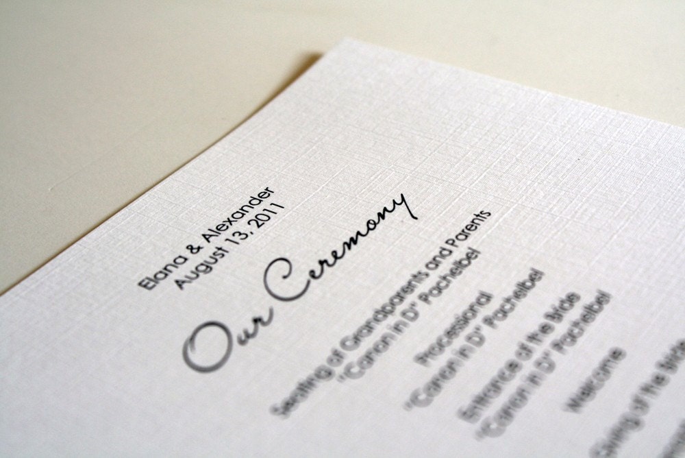 Simple Wedding Ceremony Program Sample From sarahcoatsdesigns