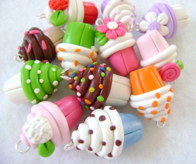Polymer Clay Cupcake Charms From Emariecreations