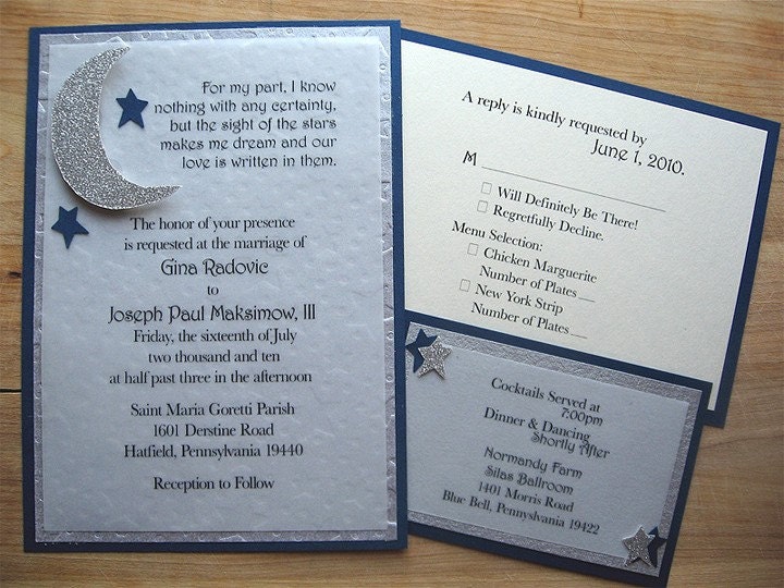 Starry Night Wedding Invitation Invite Response RSVP Reply Card 