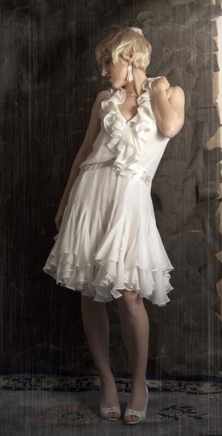 white flapper wedding dress