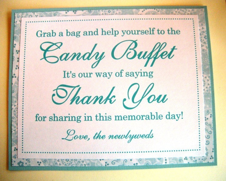 CLEARANCE 8x10 Flat Aqua Wedding Candy Buffet Sign with Glittery Paisley CLEARANCE 8x10 Flat Aqua Wedding Candy Buffet Sign with Glittery Paisley