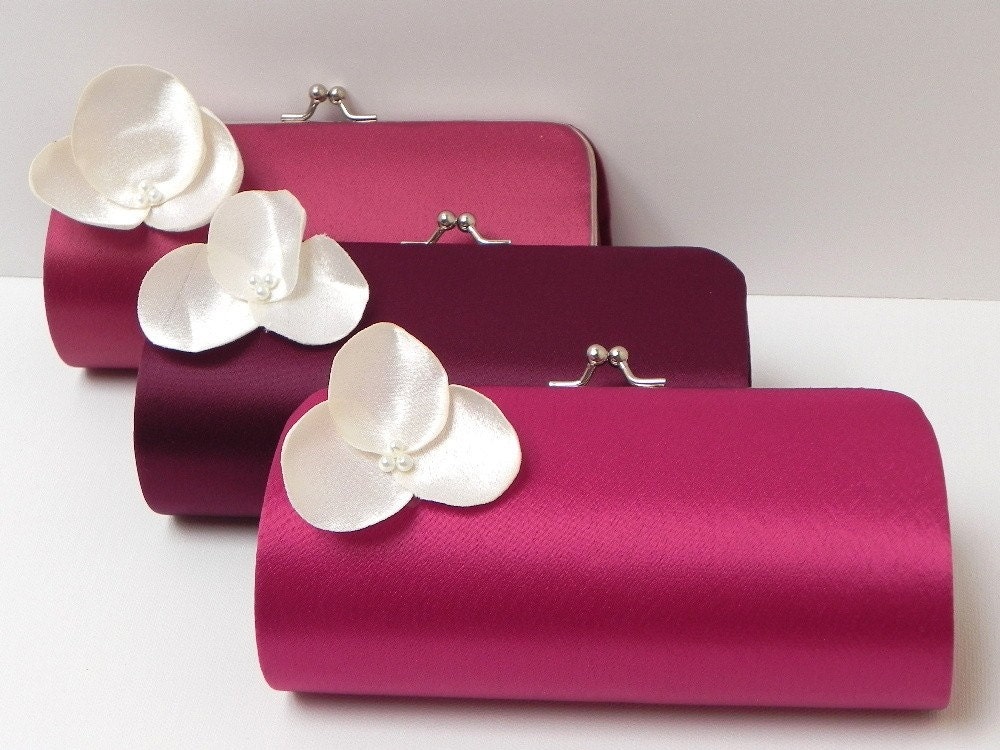 Royal Purple Eggplant and Plum Bridesmaid Clutches or Bridal Clutch with