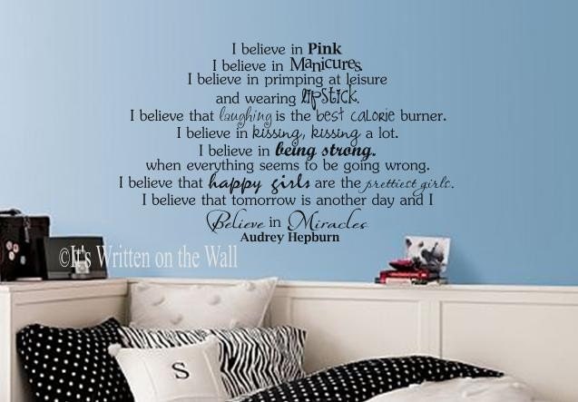 Audrey Hepburn Quote I Believe in Pink Vinyl Lettering Wall Sayinghave 61