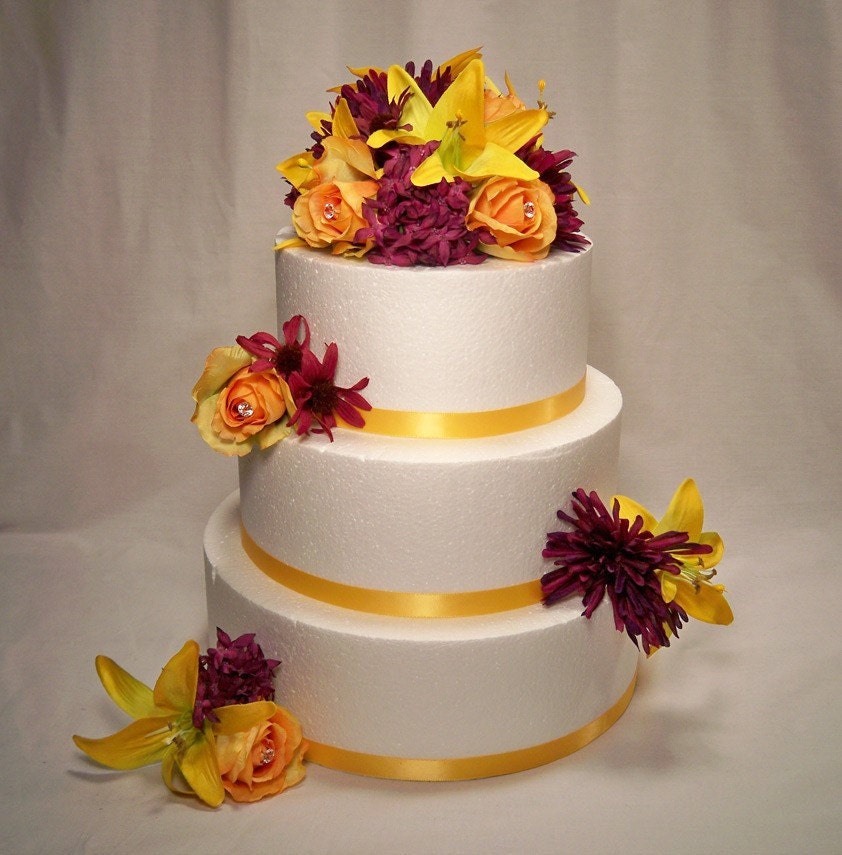 Yellow Lily Orange Rose Purple Mum Wedding Cake Topper From ItTopsTheCake