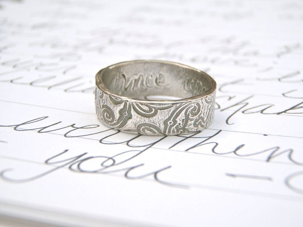 rustic recycled silver once upon a time ring fairy tale quote vintage
