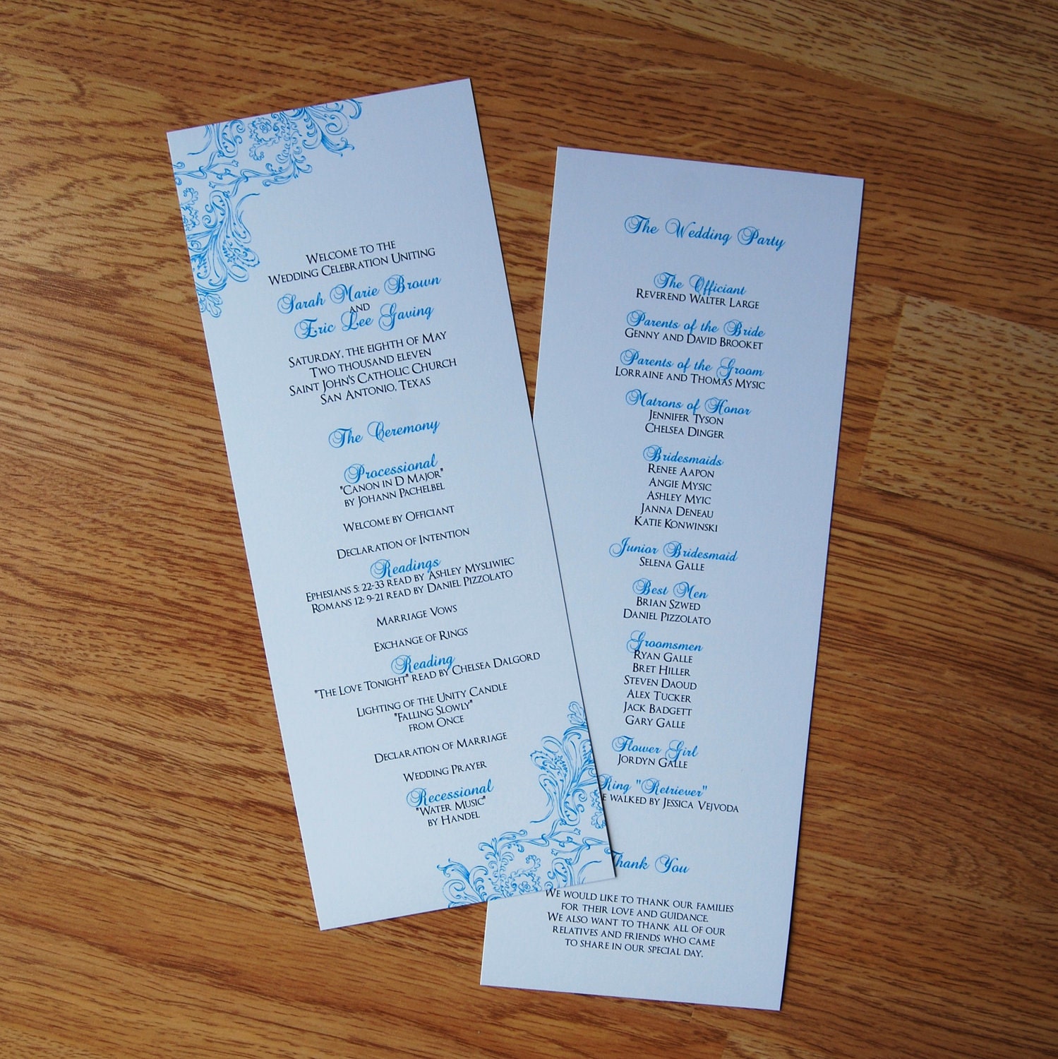 bookmark wedding programs