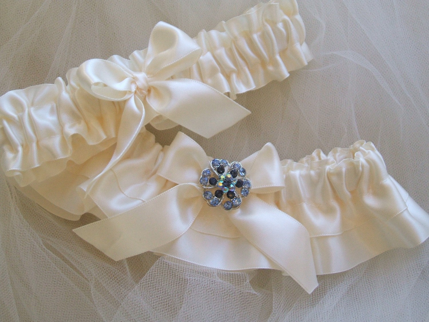 ivory satin wedding garter