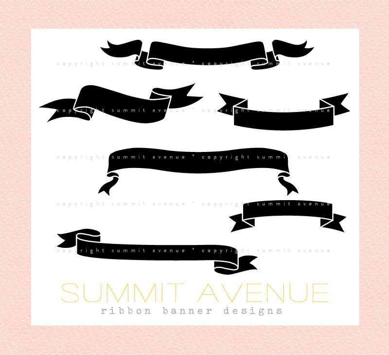 ribbon banner silhouettes digital clip art for photography scrapbook 