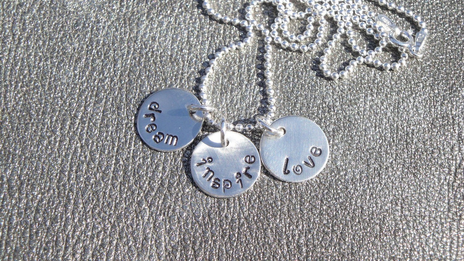 Hand Stamped Inspire Charm Necklace {by KellysCreativeDesign, an etsy shop with lots of fun jewelry!}