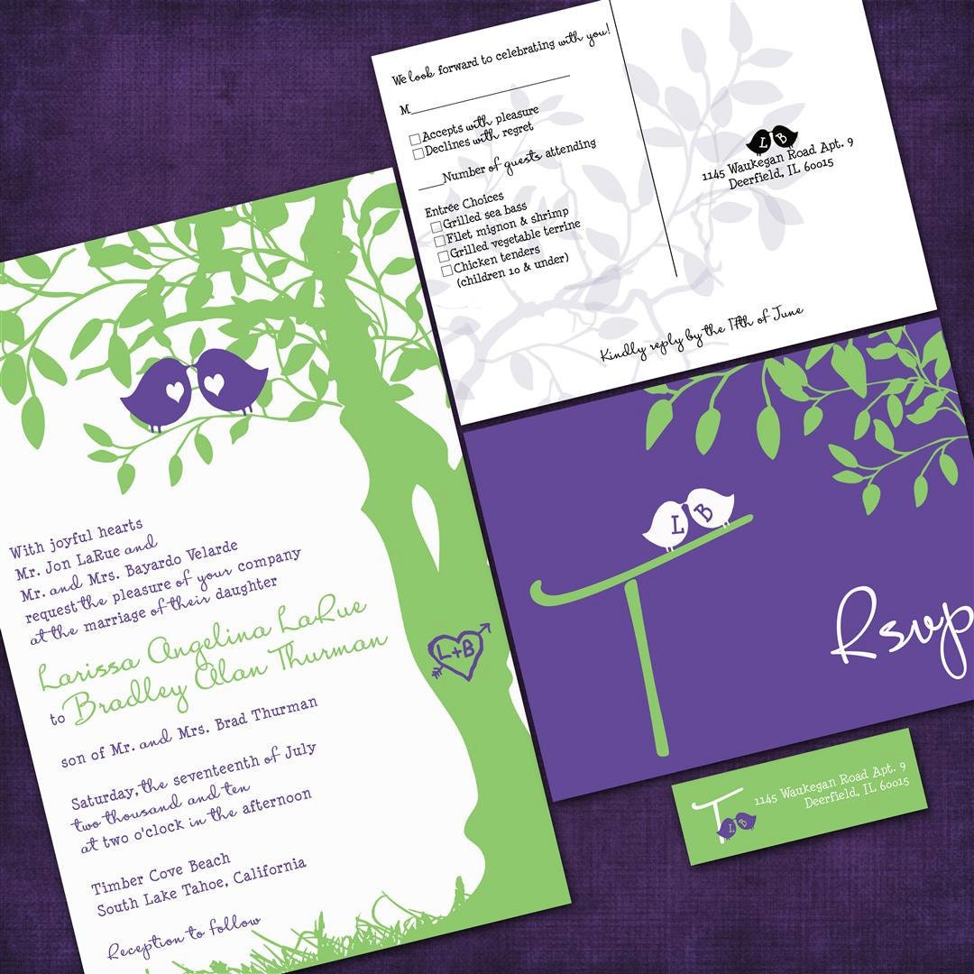 purple and green wedding invitations