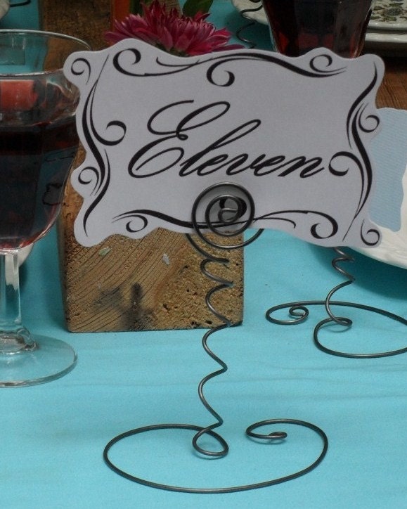 5 Whimsical Pewter colored Wedding Table Number Holders Number Stands 