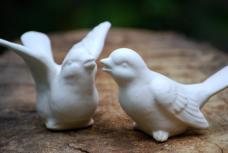 Bird Wedding cake toppers in ivory white From claylicious