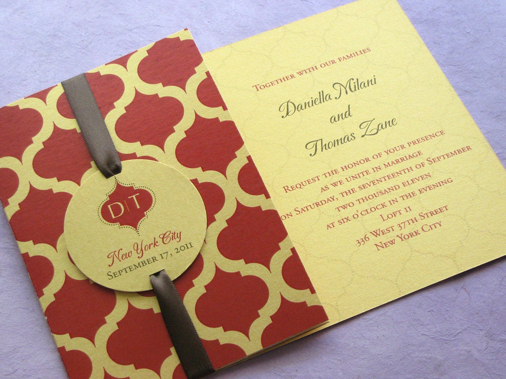 Indian Monogram Wedding Invitation Indian Arch with Enclosures Booklet