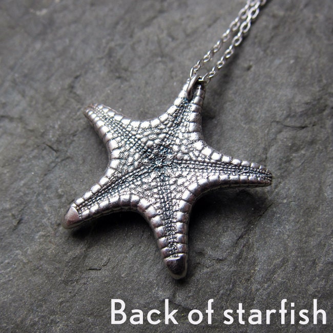Starfish necklace in recycled sterling silver-starfish necklace, sterling silver, recycled, silver necklace