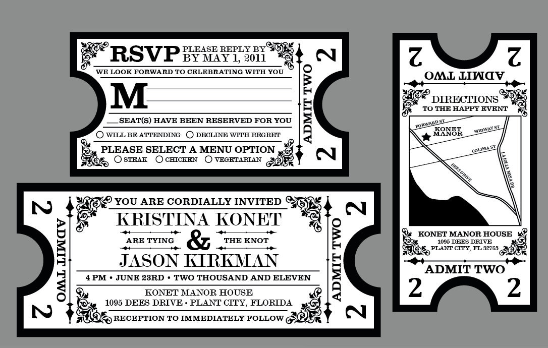 ticket wedding invitation vectors free