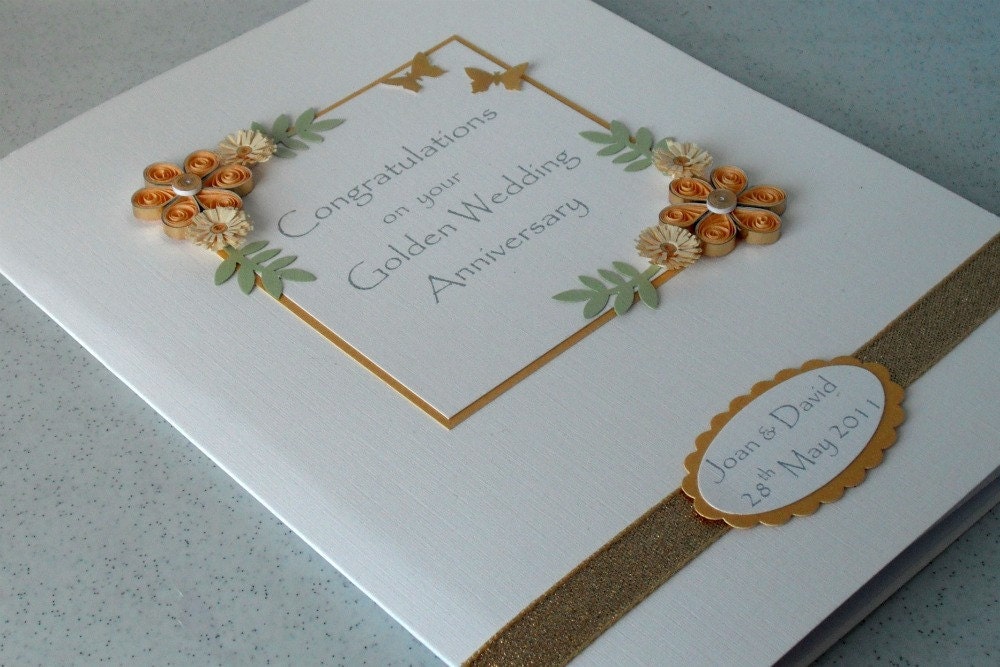 Handmade 50th anniversary card golden wedding congratulations 