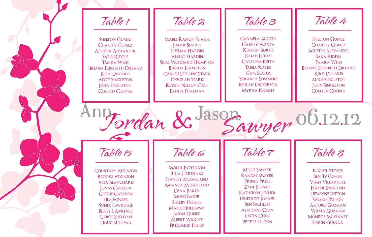 Orchids Wedding Seating Chart