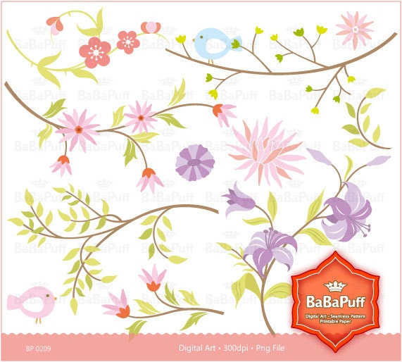 Floral Designs clip art for scrapbooking wedding invitation card 