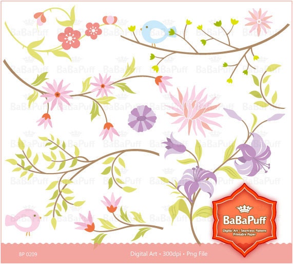 Floral Designs clip art for scrapbooking wedding invitation card