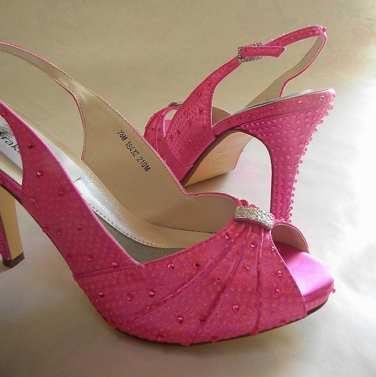 Wedding shoes Sexy hot pink Legally Blonde crystals and dots From norakaren