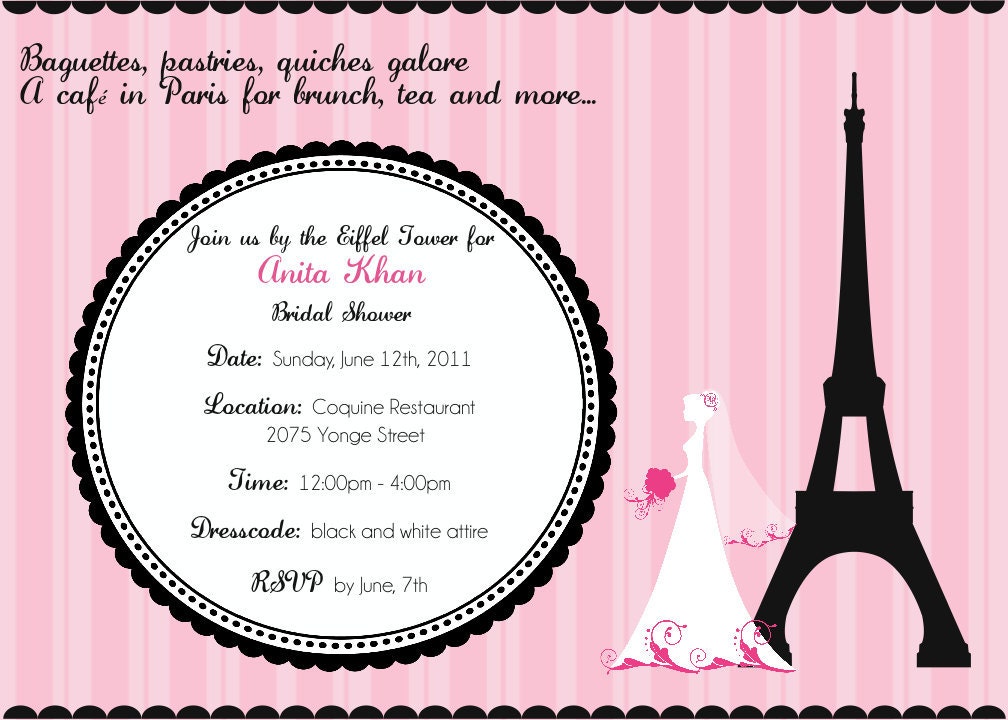 Cafe in Paris bridal shower invitation digital file From BlushNotes