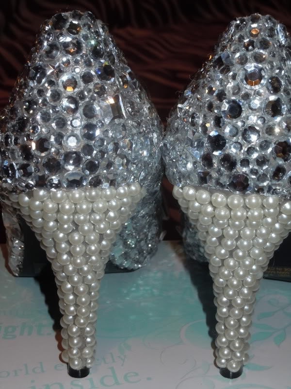 Cinderella Crystal and Pearl Bling Wedding Shoes From Itsinitiallyyours