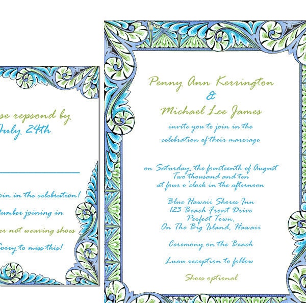 Ocean Blue Wedding Invitations Beach Theme Sample From dearemma