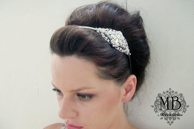 Renee Swarovski Rhinestones Bridal Headband by Mauve Binchely Inspired by