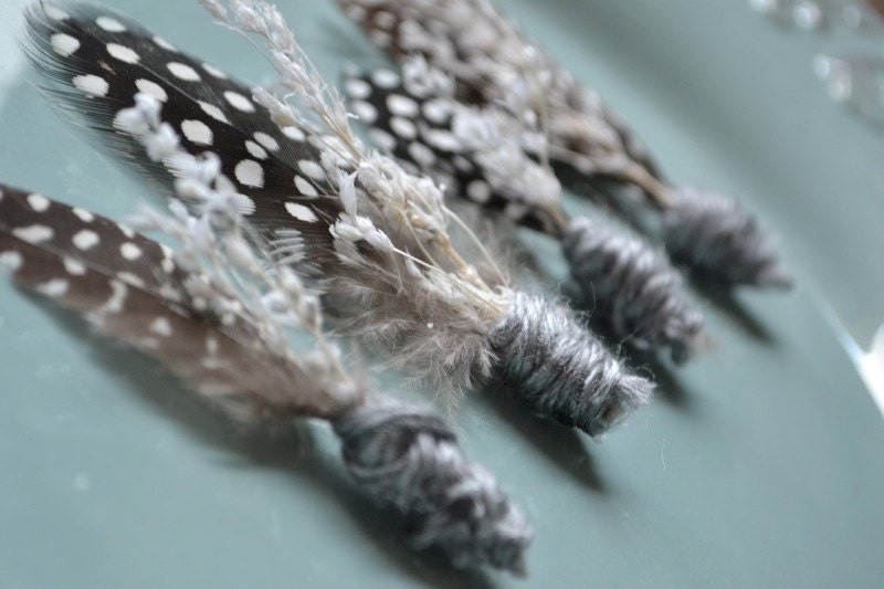 Feather and Twig Boutonniere boutineer groom groomsmen fall wedding 