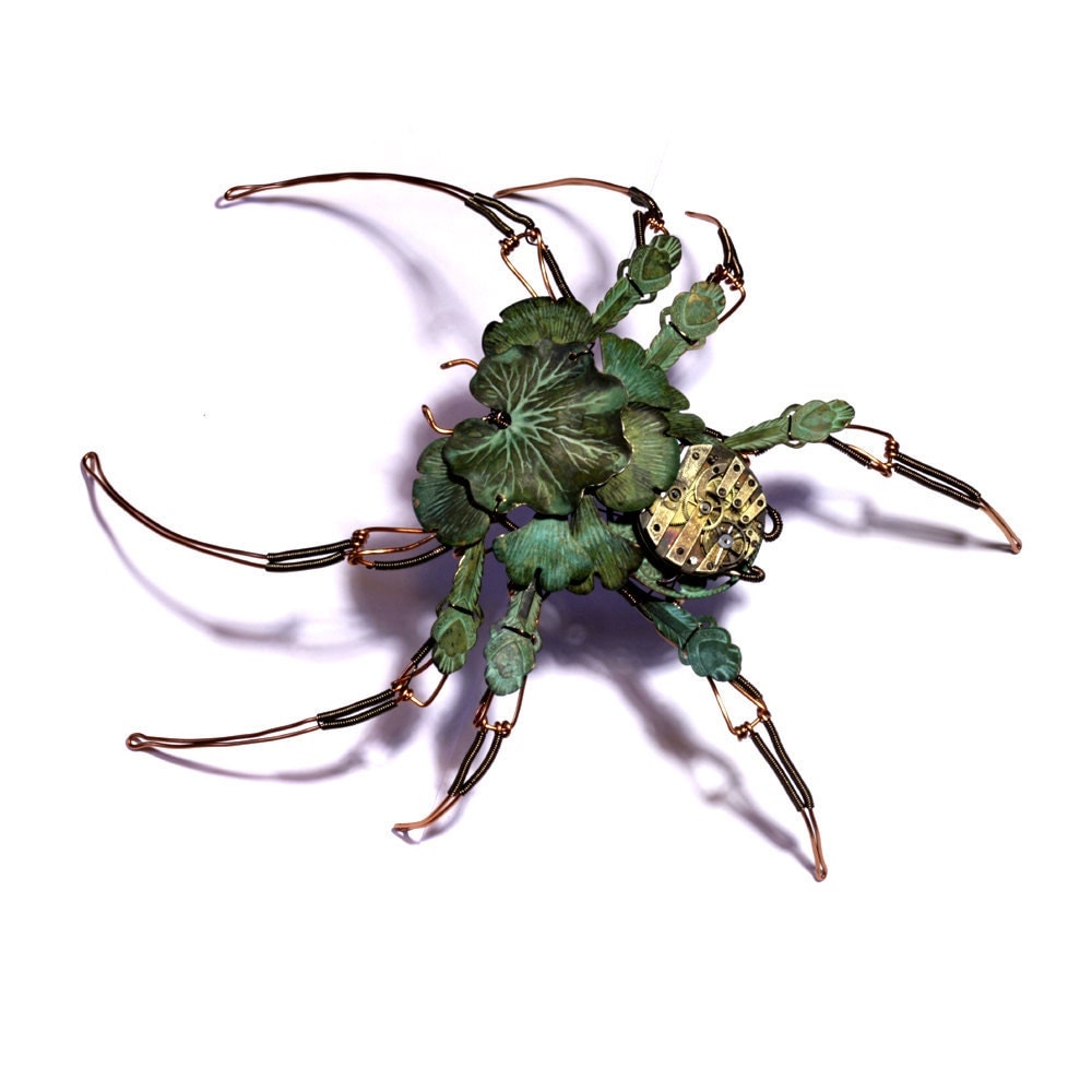 Steampunk Sculpture - Leaves Spider - Mechanica Folium Aranea