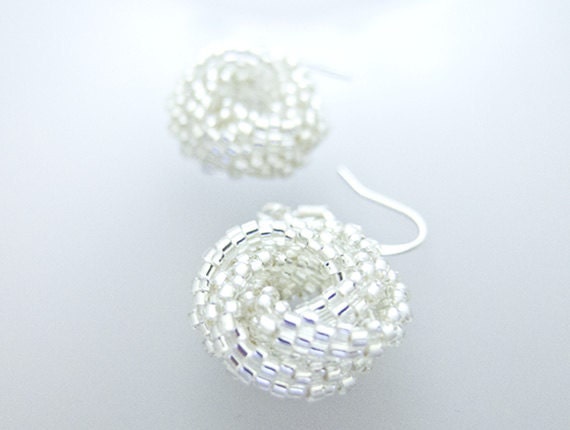 Beaded Silvery Love Knot Earrings by JeannieRichard