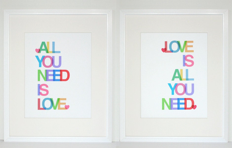 all you need is love wall prints from etsy